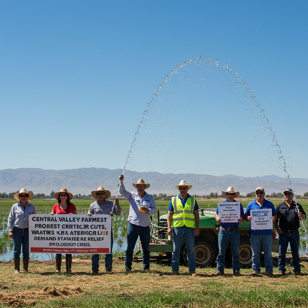 Central Valley Farmers Protest Critical Water Cuts, Demand State Relief Amid Drought Crisis