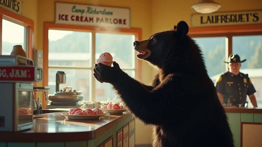 Sweet Encounters on the West Coast: Bear's Ice Cream Shop Visit Makes Trending News